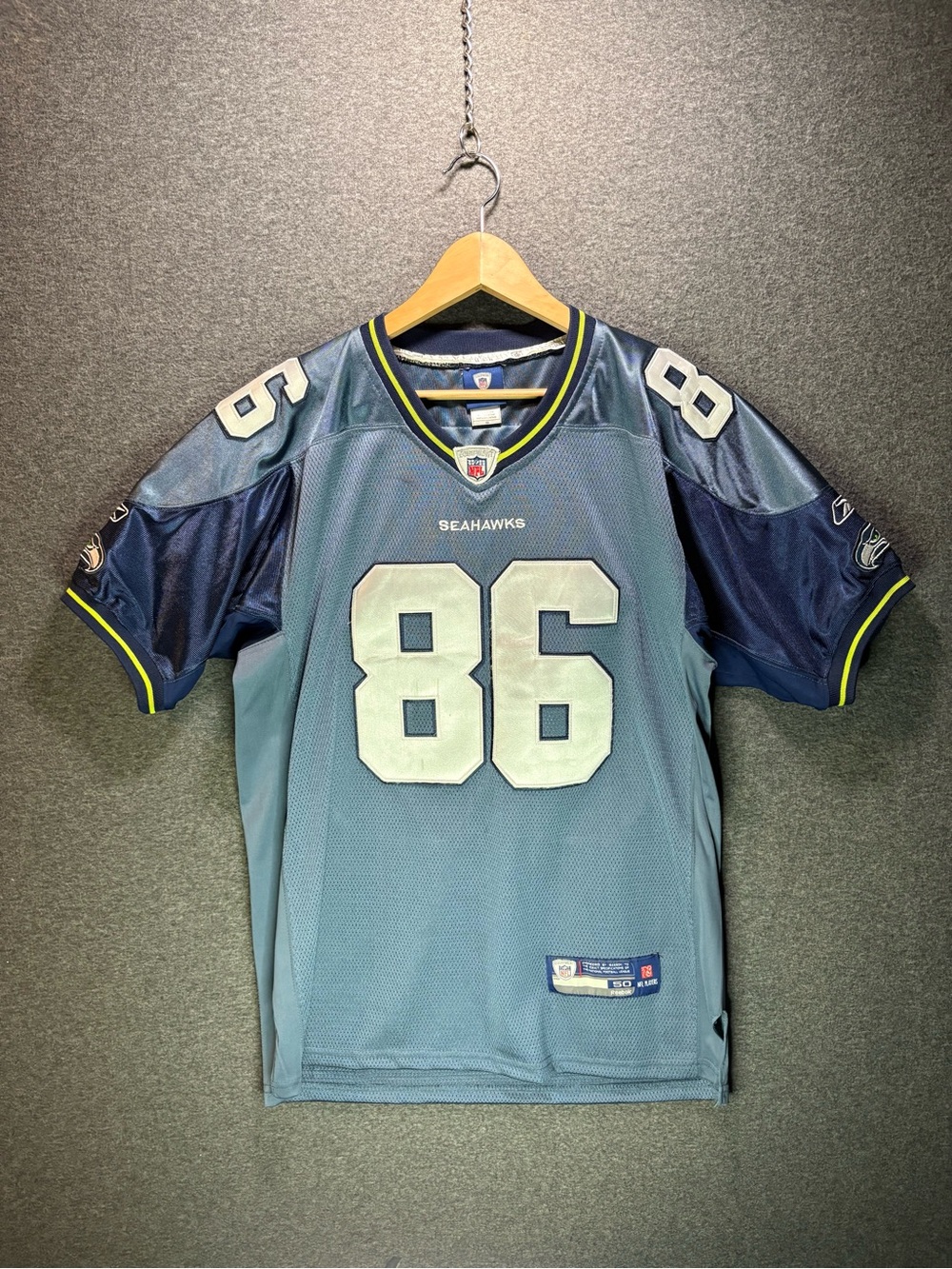 Vintage Reebok #86 Zach Miller Seattle Seahawks NFL Jersey #86 Size 50 Grey